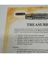 Dungeons And Dragons Promotional Treasure! Flyer Sheet 8 1/2&quot; X 11&quot; - £18.06 GBP