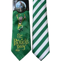 Keith Daniels Neck Tie Leprechaun St Pats Irish Milano Green Stripe Hand... - £15.64 GBP