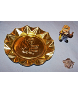 Lot of 3 Smokey the Bear items-Aluminum ashtray, tiny figurine, metal piece - £6.91 GBP