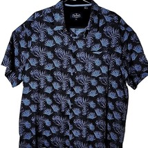 Nat Nast Men XL Blue Tree Leaf Vacation Button Down Short Sleeve Tropical Shirt - £34.67 GBP