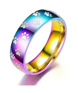 Paw print rainbow steel rings - $199.91 MXN