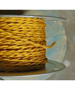 Gold Twisted Rayon Covered Wire, Vintage Style Cloth Lamp Cord, Antique - £1.09 GBP