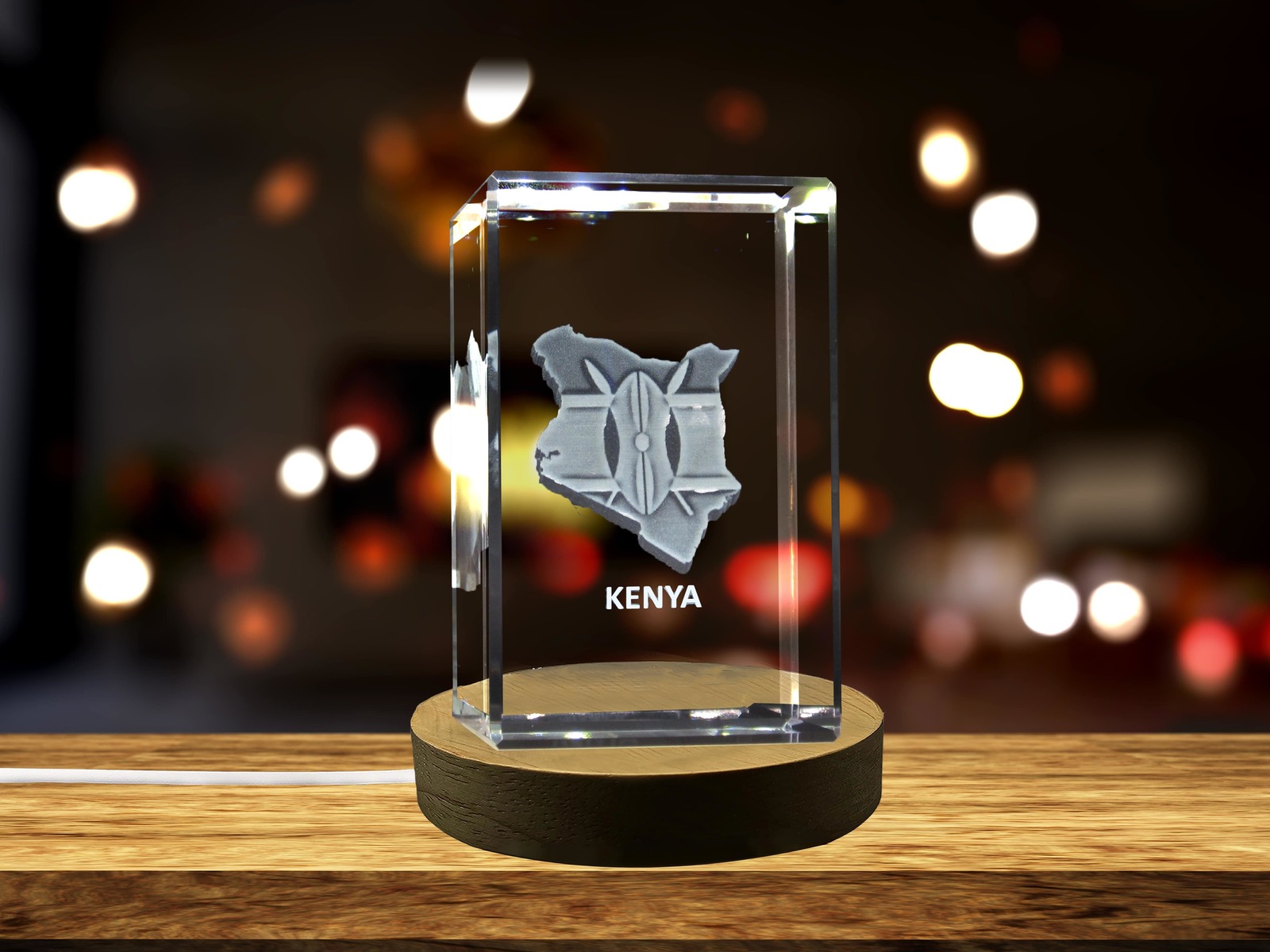 LED Base included | Kenya 3D Engraved Crystal 3D Engraved Crystal Keepsake/Gift