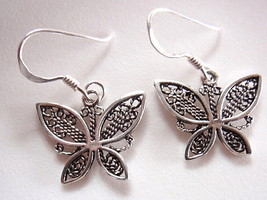 Small Butterfly Earrings 925 Sterling Silver Dangle Corona Sun Jewelry - £5.72 GBP