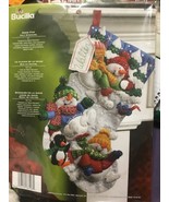Plaid Bucilla 2008 Snow Fun felt stocking kit 18” Christmas New in pack - $503.61 MXN