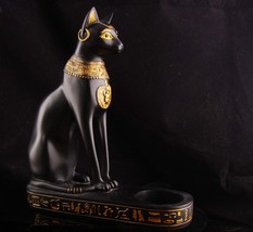 Exotic Egyptian Cat statue - revival figurine - Mantle sculpture - candleholder  - £55.94 GBP