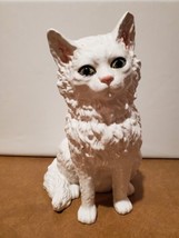 Vtg Ceramic Handpainted Sitting White Cat Figurine Bordallo Pinheiro Portugal - £59.35 GBP