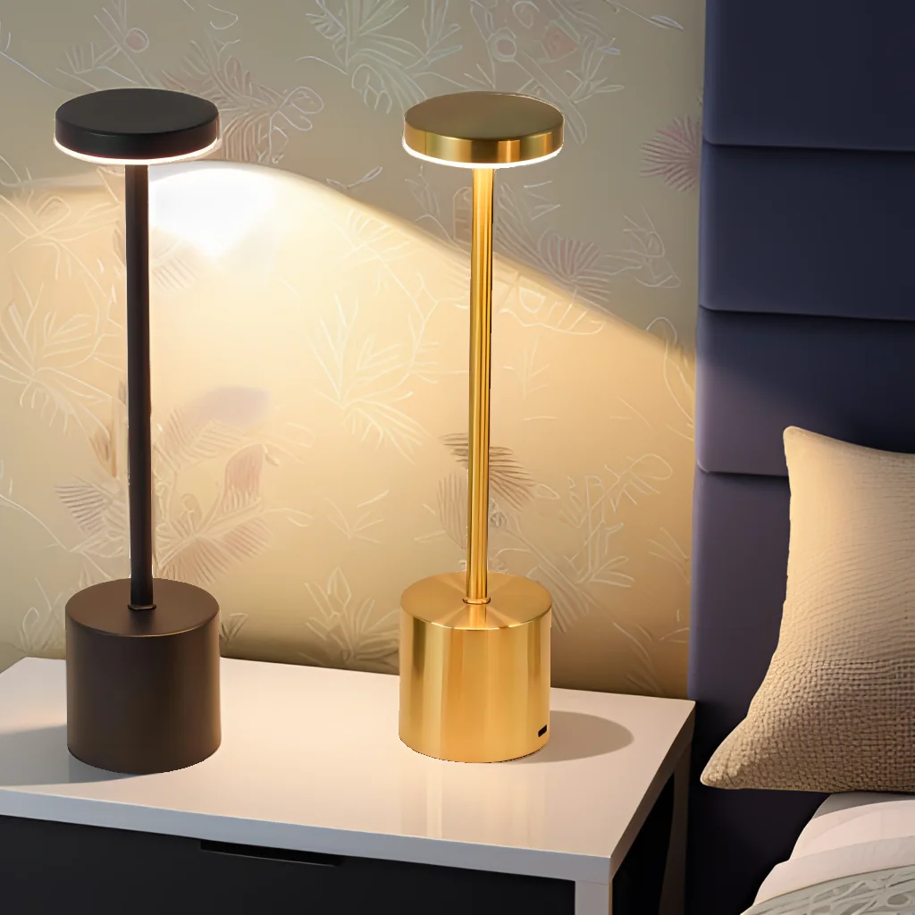 USB Rechargeable Led Night Light Desk Lamps 3 Color Touch Metal Table Lamp - $16.62+