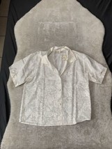 VTG Victorias Secret Womens White Paisley Medium Button PJ Shirt Sleepwear Top - £30.62 GBP