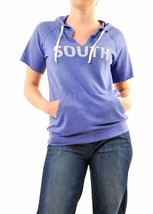SUNDRY Womens Hoddie Textured Short Sleeve Comfortable Purple Size S - £33.31 GBP