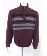 Midtown Men&#39;s Large Maroon Gray Long Sleeve Quarter Zip Mock Neck Sweater - $148.98 MXN