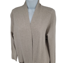 Cyrus Open Front Cardigan Sweater Long Sleeves Women’s Size L Oatmeal Beige - £15.49 GBP