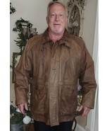 Worldwide Trading Adventure Bound Brown Leather Jacket Medium Long &amp; Lined - $96.02 CAD