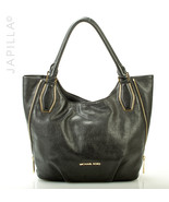 GORGEOUS BLACK MICHAEL KORS ZIPPERED LEATHER SHOULDER BAG TOTE! - $112.86