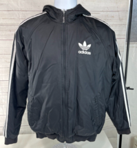 Adidas Heavy Hooded Jacket REVERSIBLE Trefoil Nylon &amp; Sweatshirt Cotton ... - £23.38 GBP