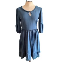 Matilda Jane Make Believe Hold The Key Teal Blue Crochet Trim Mini Dress Size M - £21.77 GBP