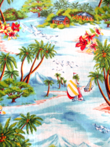 Fabric NEW Red Rooster Island Retreat Boating Scene &amp; Blue Palm Fronds $3.50 - £2.78 GBP
