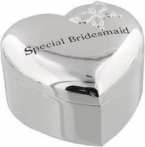 Love &amp; Cherish Special Bridesmaid Plated Heart Trinket Box With Butterfly Silver - £15.15 GBP