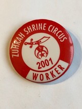 2001 Minnesota Zuhrah Shrine Circus Worker Pinback Button Pin 1-3/4” - £4.60 GBP