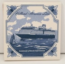 Holland America Cruise Line Eurodam &amp; Nieuw Amsterdam Tile Coaster Cork ... - $219.08 MXN