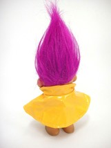 Russ Troll Doll with Yellow Raincoat Rain Slicker Purple Hair 4&quot; - £7.51 GBP