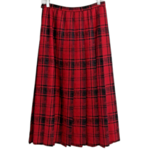 VTG Pendleton Skirt Women’s Size 8 Red Black Tartan Plaid Pleated Virgin Wool - £25.96 GBP