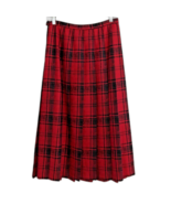 VTG Pendleton Skirt Women’s Size 8 Red Black Tartan Plaid Pleated Virgin Wool - $33.00