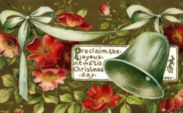 1909 Bell, Flowers, &amp; Ribbon Christmas Postcard - $7.92