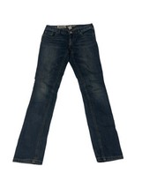 MOSSIMO Skinny Jeans Juniors Sz 7 Dark Blue Denim Casual Pants Stitching - £19.72 GBP