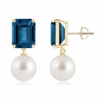 ANGARA South Sea Pearl Drop Earrings in 14K Solid Gold (AAA, 9mm) - £928.21 GBP