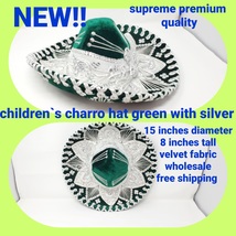 DARK green   with silver decorations childrens mexican charro hats mariachi somb - £39.61 GBP