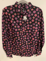 21MEN Button Down Shirt-NEW Black/Pink Long Sleeve Cotton Mens Medium - £8.30 GBP