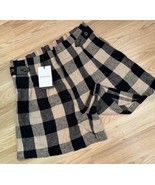 Who What Wear Tan Black Check Linen Shorts Size 14 NWT High Rise Paper b... - $511.97 MXN