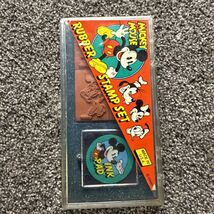 Vintage Disney Mickey Mouse Rubber Stamp Set Mickey Minnie Goofy with In... - $11.95