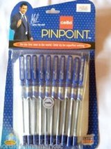 10 X Cello Pinpoint Fine Write Ball Point Pen Blue Ink 0.5 Mm Tip - $25.90