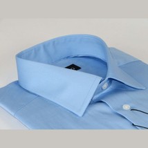Men Mondego 100% Soft Cotton Dress Business Classic shirt B500 Blue Herringbone image 2