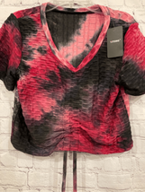 Yitong Women L/XL Tie Dye Athletic Top Pink Black Textured Moisture Wick... - £9.81 GBP