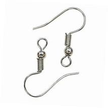 100 pcs  Rhodium Silver hook ear wires, earring hooks, fish hook earring... - $7.99