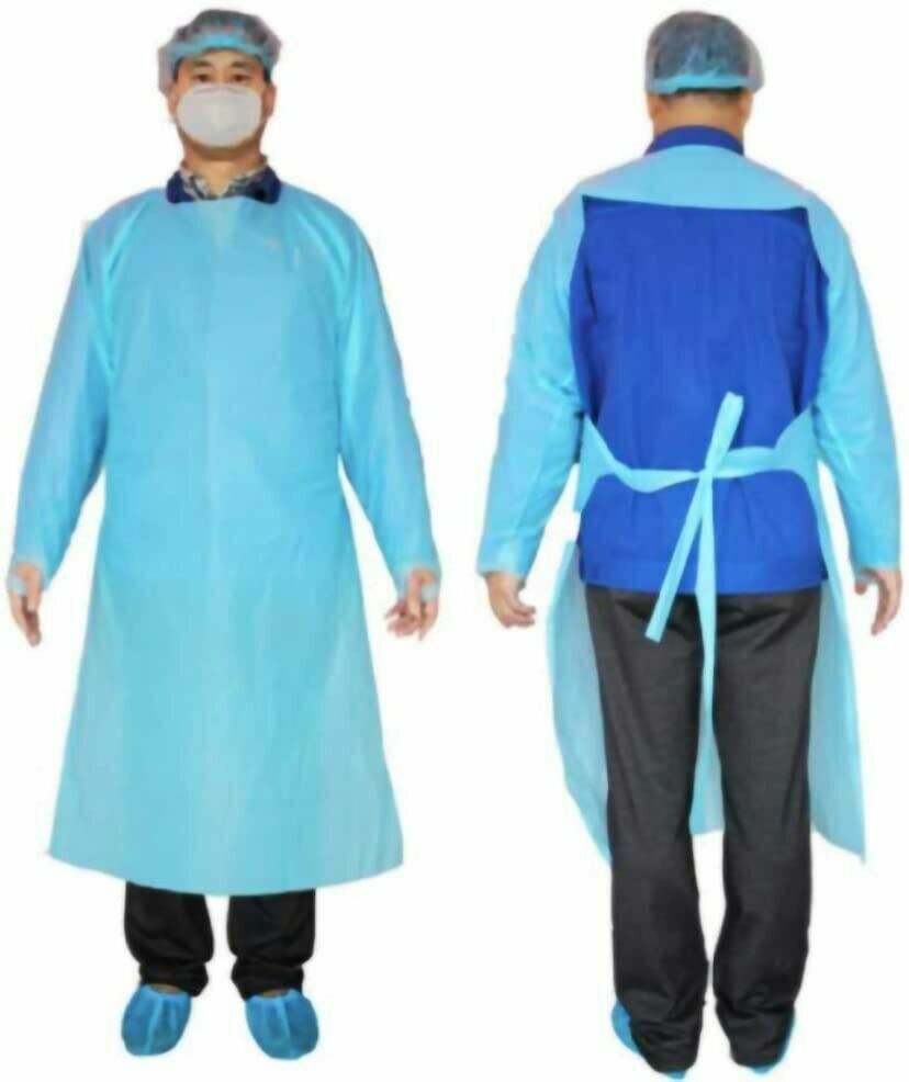 Disposable CPE Gown Count of 20, with long sleeves and thumb Loops, 55&quot; ... - $21.77