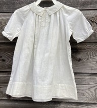 Antique Victorian White Linen Baby Dress Handmade - $13.86