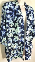 Apt 9 Watercolor Floral Print Top Open Front Cover Up Black Blue Purple XS NWT - £10.40 GBP
