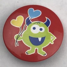 Monster With Heart Balloons Small Pin Button Vintage - $12.95