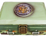 Green Military US Army Emblem Officer Briefcase Camo Decorative Trinket Box - £22.97 GBP