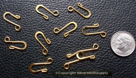 10 Yellow gold plated 16mm jewelry clasps 10 hooks make necklaces anklets fpc310 - £1.54 GBP