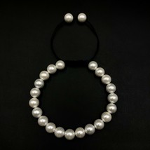 Silver Shell Pearl 8x8 mm Round Beads Thread Bracelet TB-114 - £9.45 GBP