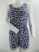 Womens Floral Navy Blue Multi Color Romper Jumpsuit Summer Shorts  - £12.61 GBP