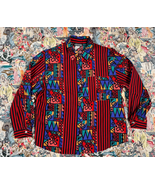 Vtg 80s 90s Ozark Mountain Red Cotton Button Down Shirt Sz L Western Rodeo - £34.26 GBP