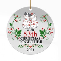 53th Anniversary Christmas 2023 Acrylic Ornament 53 Years Cute Cat Couple Gift - £13.41 GBP