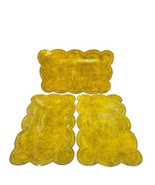 Vintage Plastic Scalloped Yellow Gold Placemats Set of 3 - £18.65 GBP