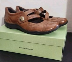 Clarks Artisan Kessa Agnes Women Shoes Brown 8.5M Leather Comfort Mary Jane Flat - £15.66 GBP